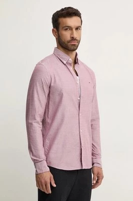 Tommy Hilfiger koszula bawełniana męska kolor czerwony slim z kołnierzykiem button-down MW0MW35769