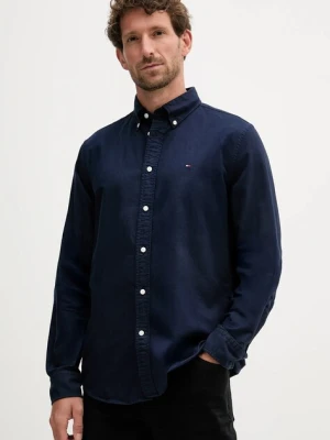 Tommy Hilfiger koszula bawełniana męska kolor granatowy regular z kołnierzykiem button-down MW0MW35774