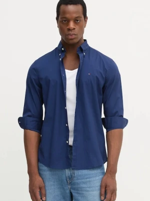 Tommy Hilfiger koszula bawełniana męska kolor granatowy regular z kołnierzykiem button-down MW0MW37550