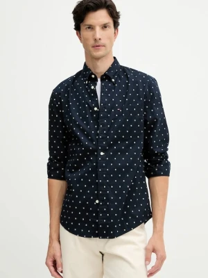 Tommy Hilfiger koszula bawełniana męska kolor granatowy regular z kołnierzykiem button-down MW0MW40462
