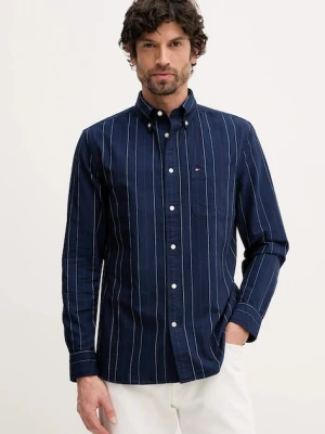 Tommy Hilfiger koszula bawełniana męska kolor granatowy regular z kołnierzykiem button-down MW0MW41694
