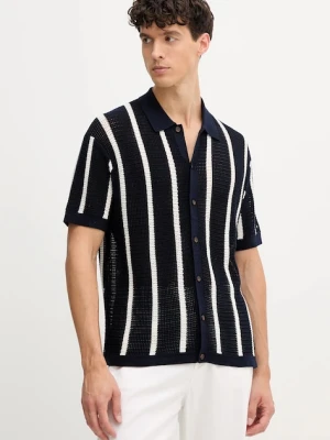 Tommy Hilfiger koszula bawełniana męska kolor granatowy relaxed z kołnierzykiem klasycznym MW0MW41225
