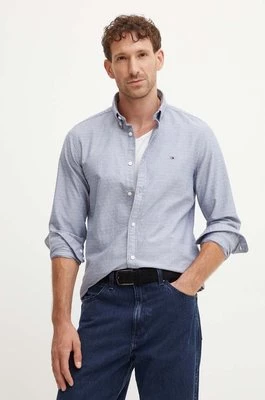 Tommy Hilfiger koszula bawełniana męska kolor granatowy slim z kołnierzykiem button-down MW0MW35769