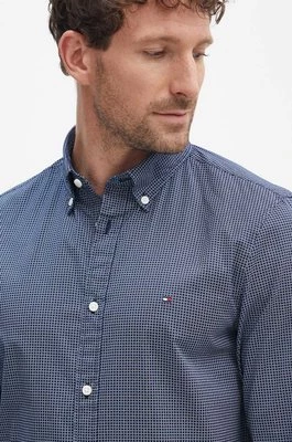 Tommy Hilfiger koszula bawełniana męska kolor granatowy slim z kołnierzykiem button-down MW0MW35813