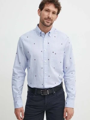 Tommy Hilfiger koszula bawełniana męska kolor niebieski regular z kołnierzykiem button-down MW0MW34608