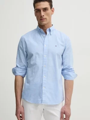 Tommy Hilfiger koszula bawełniana męska kolor niebieski regular z kołnierzykiem button-down MW0MW37548