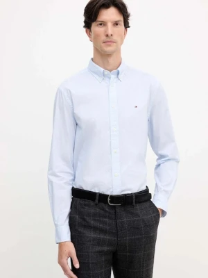 Tommy Hilfiger koszula bawełniana męska kolor niebieski regular z kołnierzykiem button-down MW0MW40455