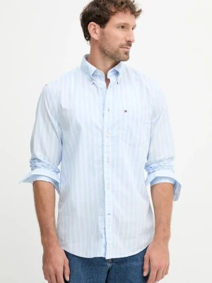 Tommy Hilfiger koszula bawełniana męska kolor niebieski regular z kołnierzykiem button-down MW0MW40456