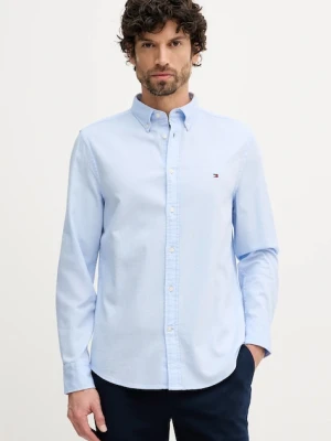 Tommy Hilfiger koszula bawełniana męska kolor niebieski regular z kołnierzykiem button-down MW0MW41684