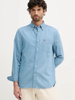 Tommy Hilfiger koszula bawełniana męska kolor niebieski regular z kołnierzykiem button-down MW0MW41689