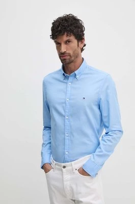 Tommy Hilfiger koszula bawełniana męska kolor niebieski slim z kołnierzykiem button-down MW0MW34568