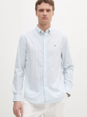 Tommy Hilfiger koszula bawełniana męska kolor niebieski slim z kołnierzykiem button-down MW0MW39159