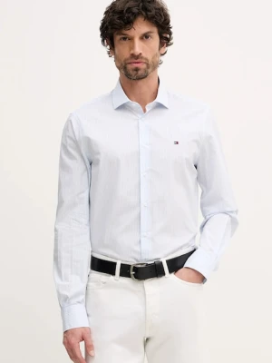 Tommy Hilfiger koszula bawełniana męska kolor niebieski slim z kołnierzykiem włoskim MW0MW41657
