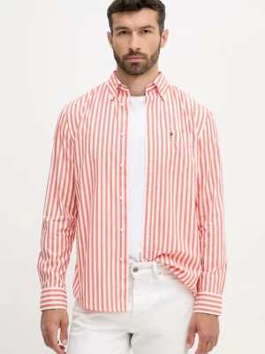 Tommy Hilfiger koszula bawełniana męska kolor pomarańczowy regular z kołnierzykiem button-down MW0MW39451