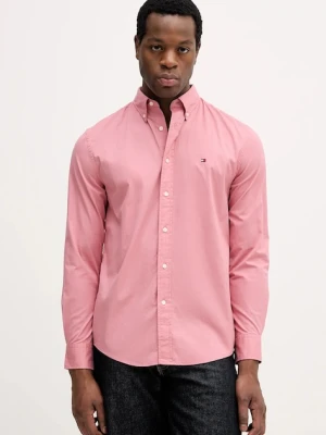 Tommy Hilfiger koszula bawełniana męska kolor różowy regular z kołnierzykiem button-down MW0MW37550