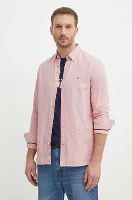 Tommy Hilfiger koszula bawełniana męska kolor różowy slim z kołnierzykiem button-down MW0MW33782
