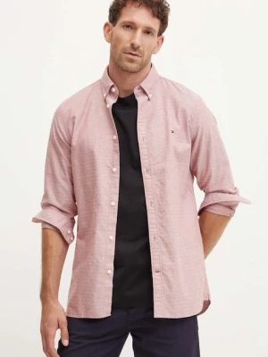 Tommy Hilfiger koszula bawełniana męska kolor różowy slim z kołnierzykiem button-down MW0MW35769