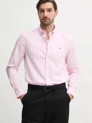 Tommy Hilfiger koszula bawełniana męska kolor różowy slim z kołnierzykiem button-down MW0MW39159