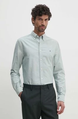 Tommy Hilfiger koszula bawełniana męska kolor zielony regular z kołnierzykiem button-down MW0MW35774