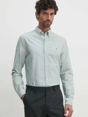 Tommy Hilfiger koszula bawełniana męska kolor zielony regular z kołnierzykiem button-down MW0MW35774