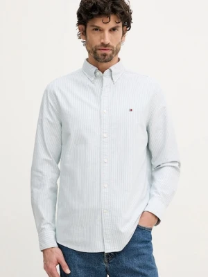 Tommy Hilfiger koszula bawełniana męska kolor zielony regular z kołnierzykiem button-down MW0MW36238