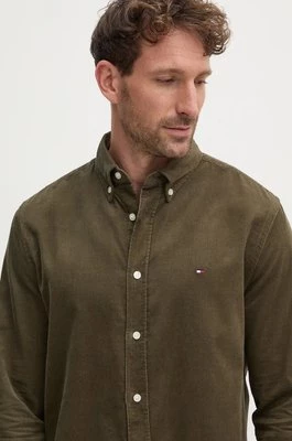 Tommy Hilfiger koszula bawełniana męska kolor zielony regular z kołnierzykiem button-down MW0MW36847