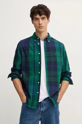 Tommy Hilfiger koszula bawełniana męska kolor zielony regular z kołnierzykiem button-down MW0MW37351