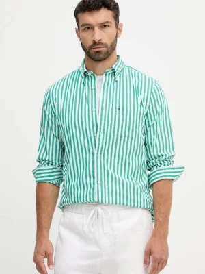 Tommy Hilfiger koszula bawełniana męska kolor zielony regular z kołnierzykiem button-down MW0MW39451