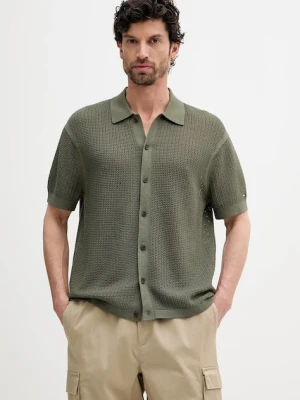 Tommy Hilfiger koszula bawełniana męska kolor zielony relaxed z kołnierzykiem klasycznym MW0MW39530