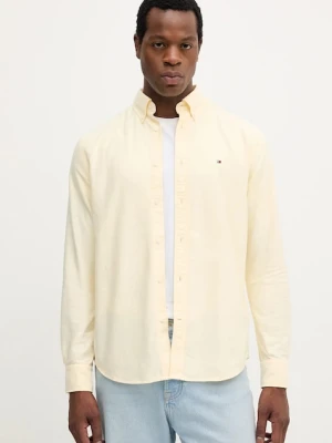 Tommy Hilfiger koszula bawełniana męska kolor żółty regular z kołnierzykiem button-down MW0MW35774