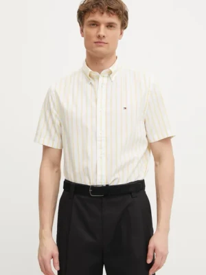 Tommy Hilfiger koszula bawełniana męska kolor żółty regular z kołnierzykiem button-down MW0MW37551