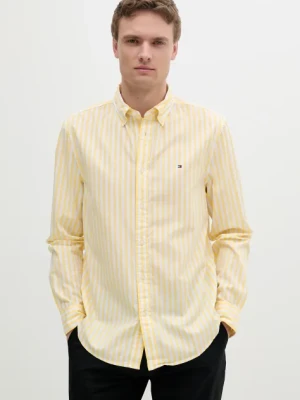 Tommy Hilfiger koszula bawełniana męska kolor żółty slim z kołnierzykiem button-down MW0MW39159