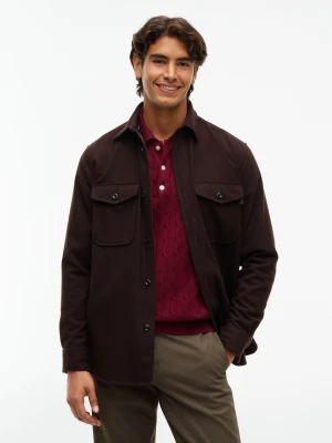 Tommy Hilfiger Koszula | Classic fit | z dodatkiem wełny brązowy