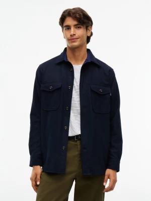 Tommy Hilfiger Koszula | Classic fit | z dodatkiem wełny granatowy