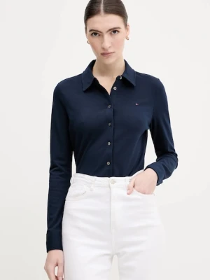 Tommy Hilfiger koszula damska kolor granatowy slim z kołnierzykiem klasycznym WW0WW43528