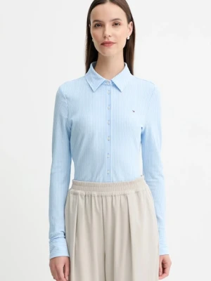 Tommy Hilfiger koszula damska kolor niebieski slim z kołnierzykiem klasycznym WW0WW43528
