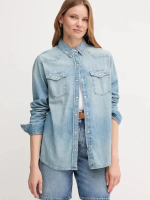 Tommy Hilfiger koszula jeansowa damska kolor niebieski regular z kołnierzykiem klasycznym WW0WW46486