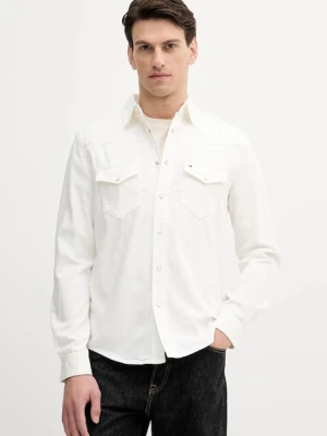 Tommy Hilfiger koszula jeansowa męska kolor beżowy regular z kołnierzykiem klasycznym MW0MW40684