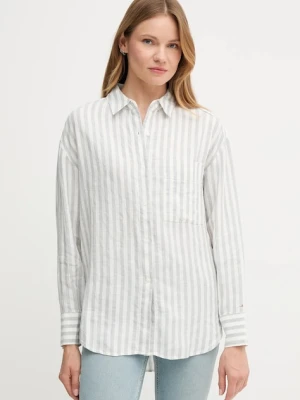 Tommy Hilfiger koszula lniana damska kolor biały relaxed z kołnierzykiem klasycznym WW0WW46509