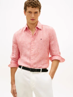 Tommy Hilfiger koszula lniana Mężczyźni Regular Fit len (100%) pomarańczowy