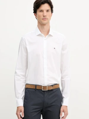 Tommy Hilfiger koszula męska kolor biały slim z kołnierzykiem włoskim MW0MW38347