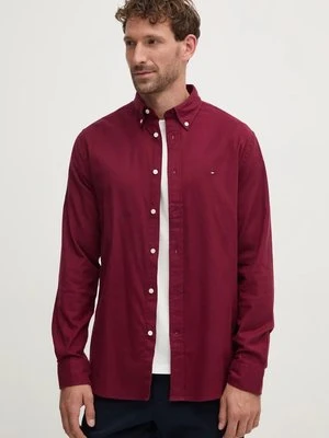 Tommy Hilfiger koszula męska kolor bordowy regular z kołnierzykiem button-down MW0MW36824