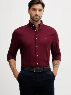 Tommy Hilfiger koszula męska kolor bordowy regular z kołnierzykiem button-down MW0MW40469