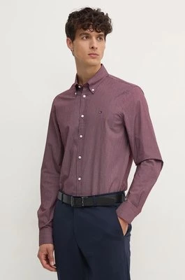 Tommy Hilfiger koszula męska kolor bordowy slim z kołnierzykiem button-down MW0MW36914