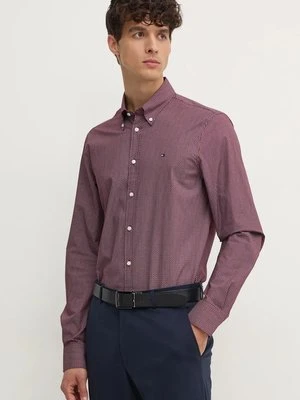 Tommy Hilfiger koszula męska kolor bordowy slim z kołnierzykiem button-down MW0MW36914