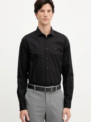 Tommy Hilfiger koszula męska kolor czarny slim z kołnierzykiem włoskim MW0MW38347