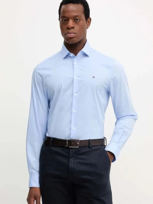 Tommy Hilfiger koszula męska kolor niebieski slim z kołnierzykiem włoskim MW0MW38347