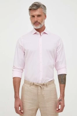 Tommy Hilfiger koszula męska kolor różowy slim z kołnierzykiem włoskim