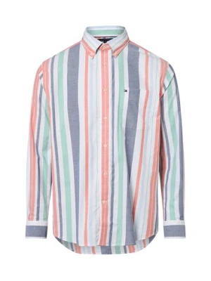 Tommy Hilfiger Koszula męska Mężczyźni Modern Fit Bawełna biały|pomarańczowy|wielokolorowy w paski,