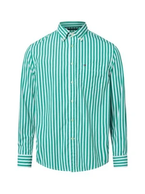 Tommy Hilfiger Koszula męska Mężczyźni Regular Fit Bawełna zielony|biały w paski,